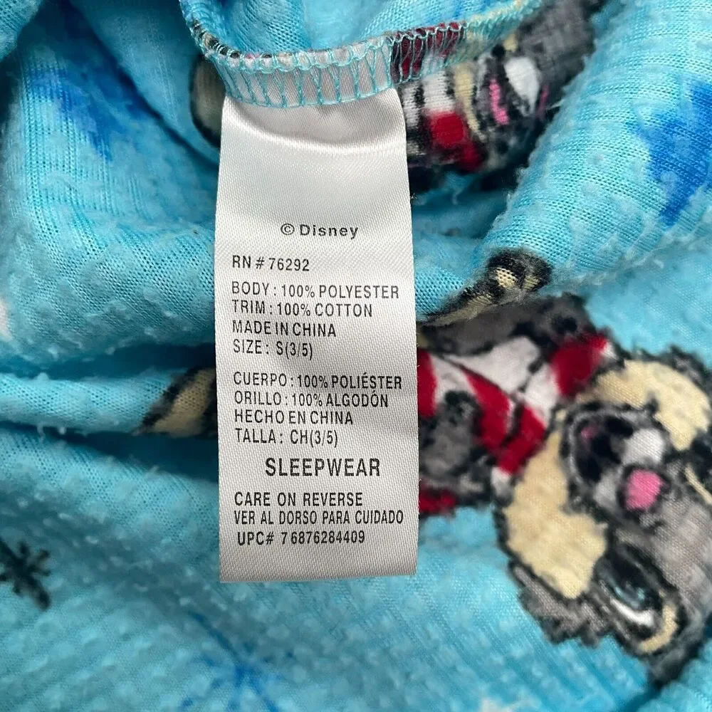 Disney Bambi Thumper Pajama Dress Girls Blue Long Sleeve Graphic  Sleepwear - Picture 4 of 11